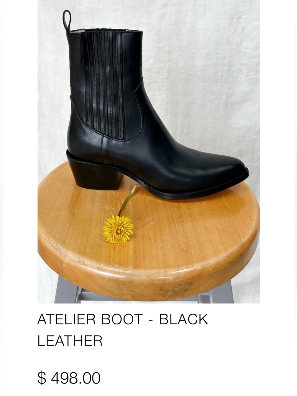 Emerson Fry Atelier Boot Black Size 38 8 Pointed Toe Chelsea Ankle Bootie